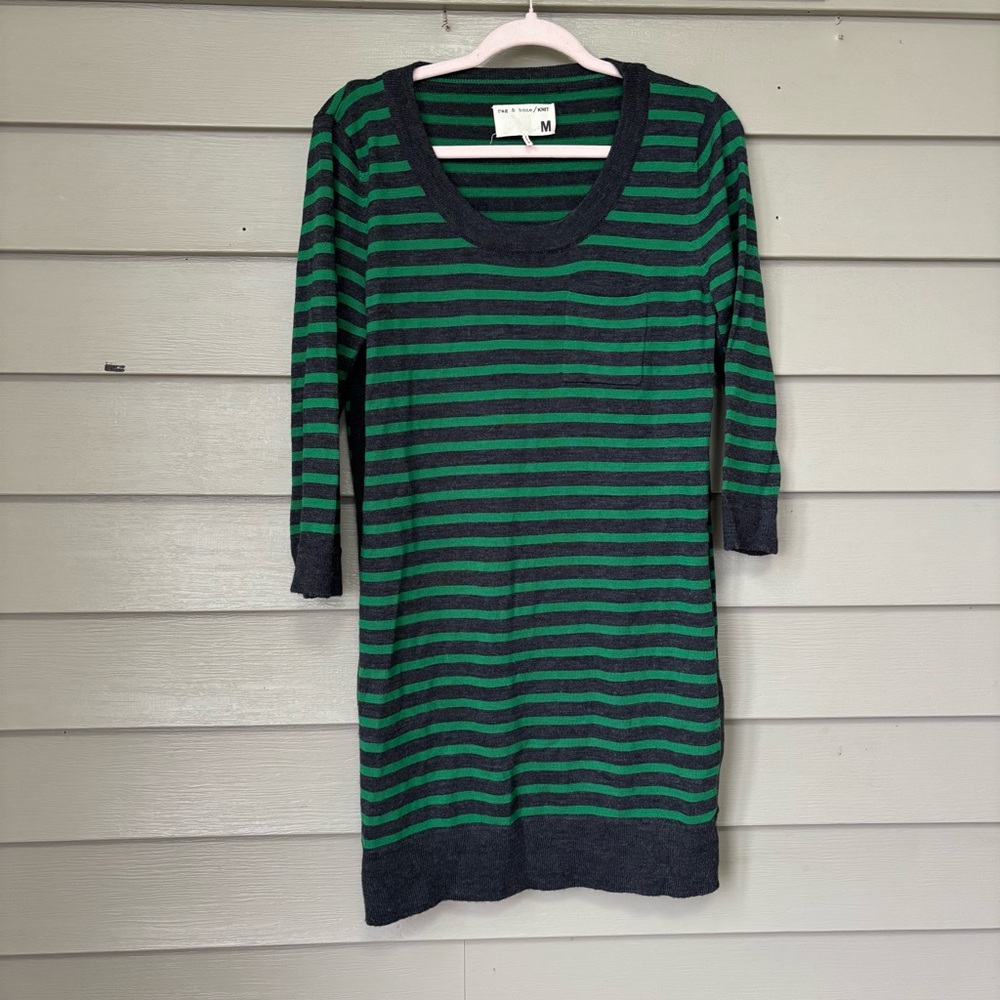 Rag & Bone Green and Blue Long Sleeve knit Sweater Dress